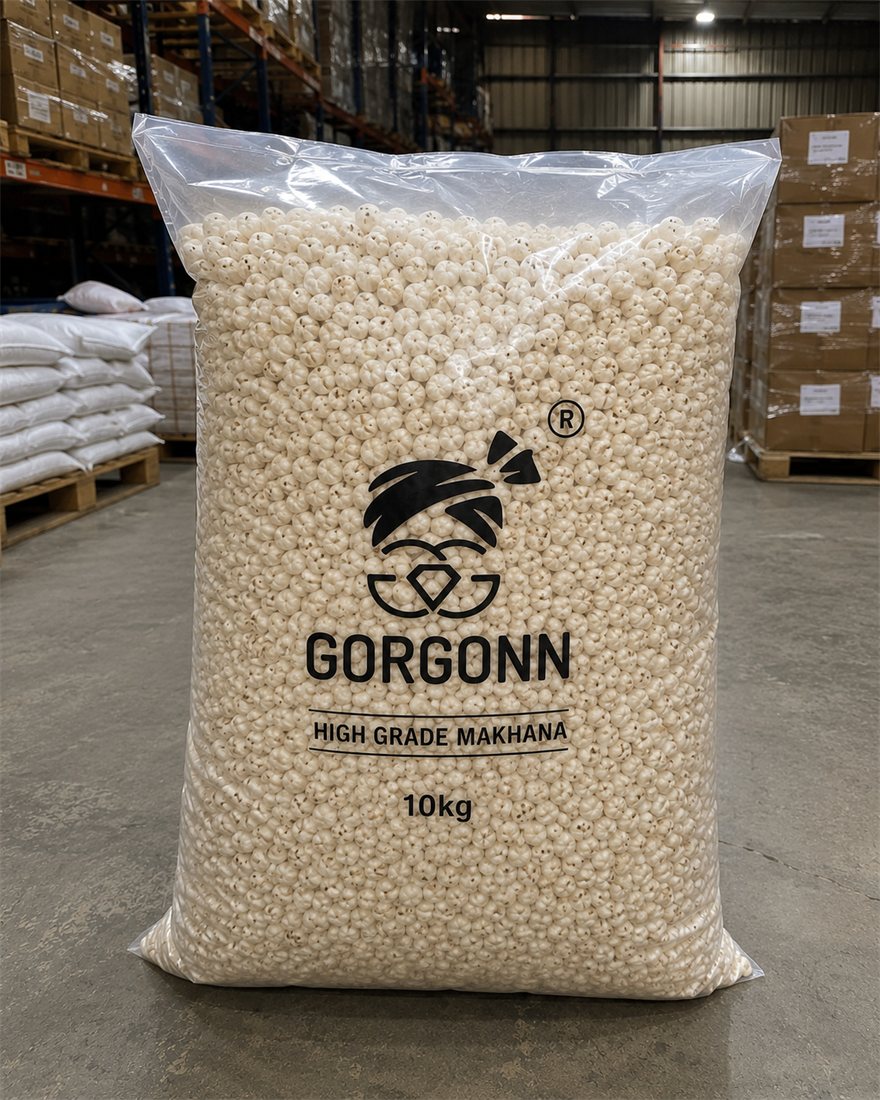 Gorgonn 10kg high-grade raw makhana bulk bag